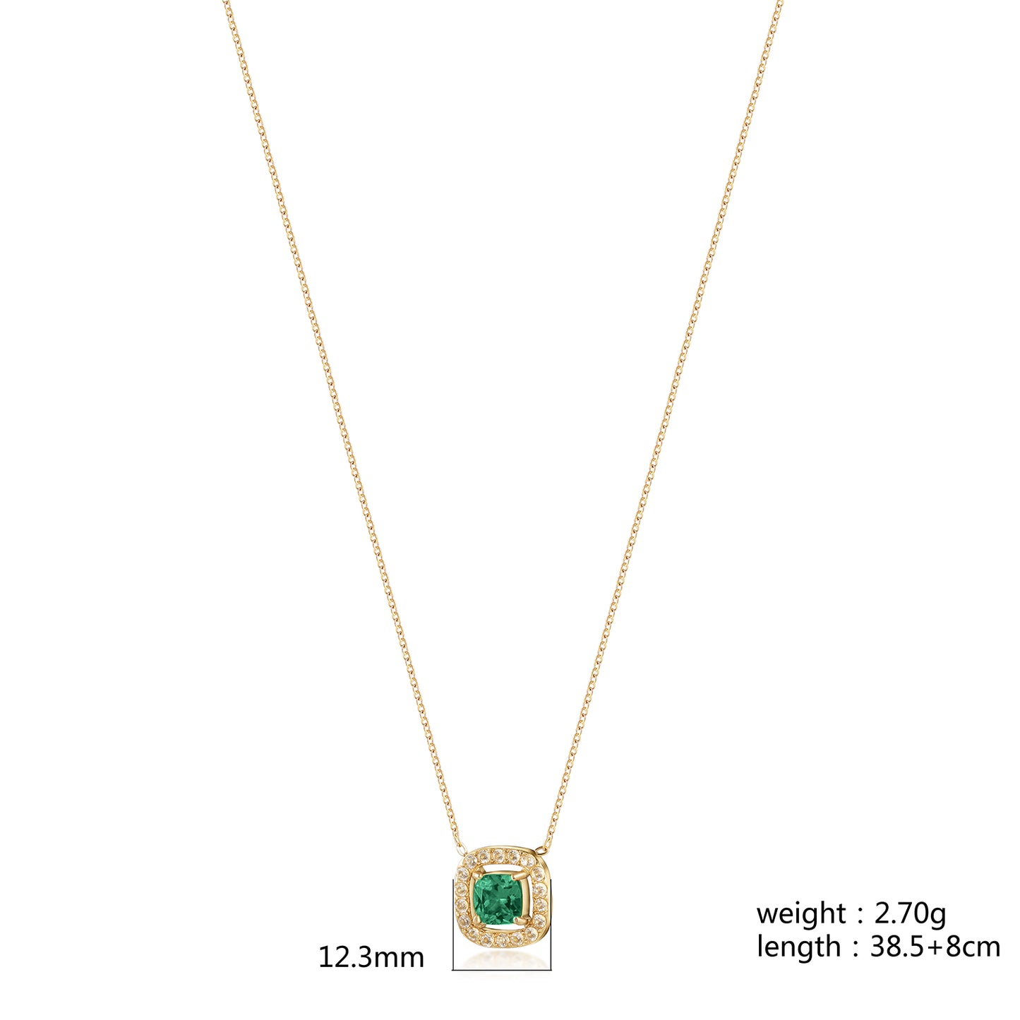 Emerald Gemstone Pendant Necklace - NSSN866STGCGN