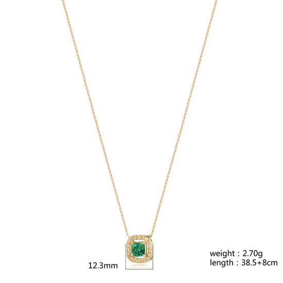 Emerald Gemstone Pendant Necklace - NSSN866STGCGN