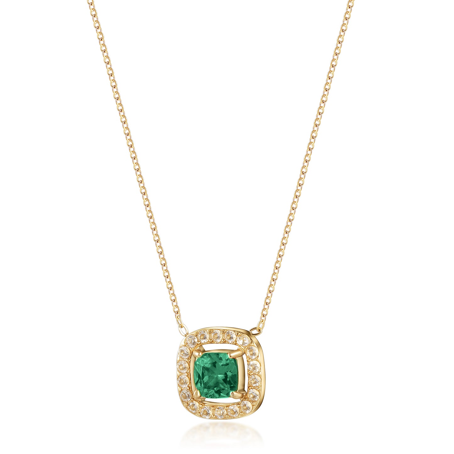 Emerald Gemstone Pendant Necklace - NSSN866STGCGN