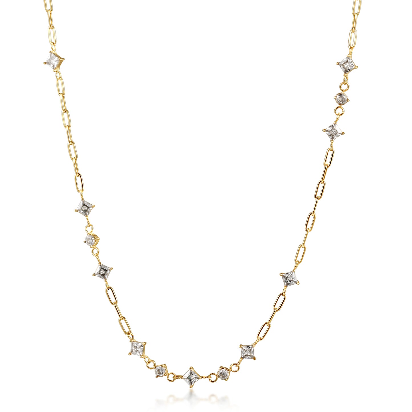 CZ Chain Necklace - NSSN867STGCZD