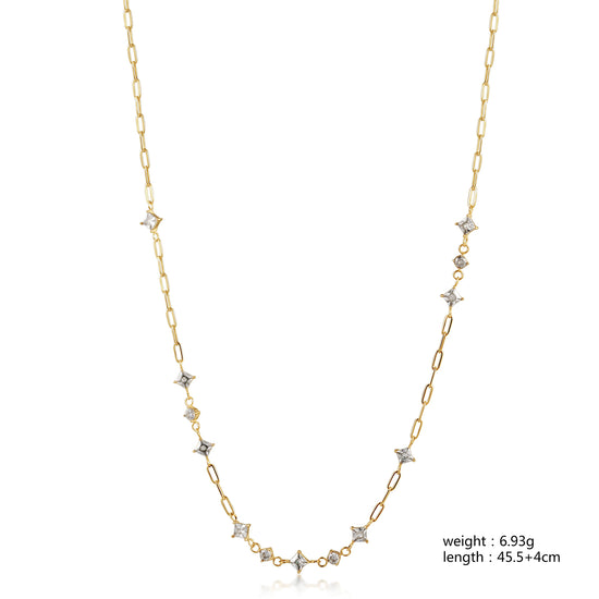 CZ Chain Necklace - NSSN867STGCZD