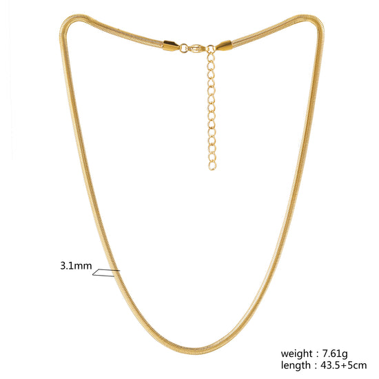 Herringbone Gold Necklace - NSSN874STGC-3.1-16.5