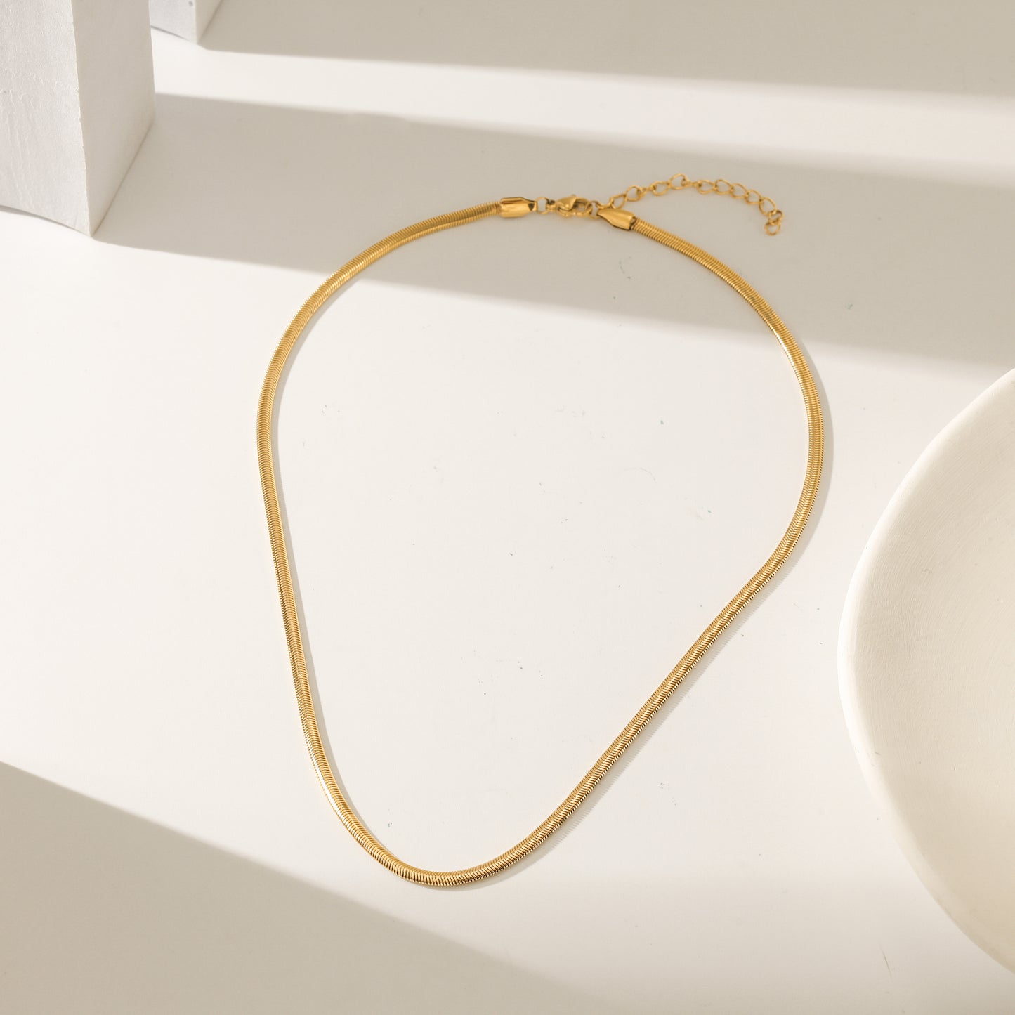 Herringbone Gold Necklace - NSSN874STGC-3.1-16.5