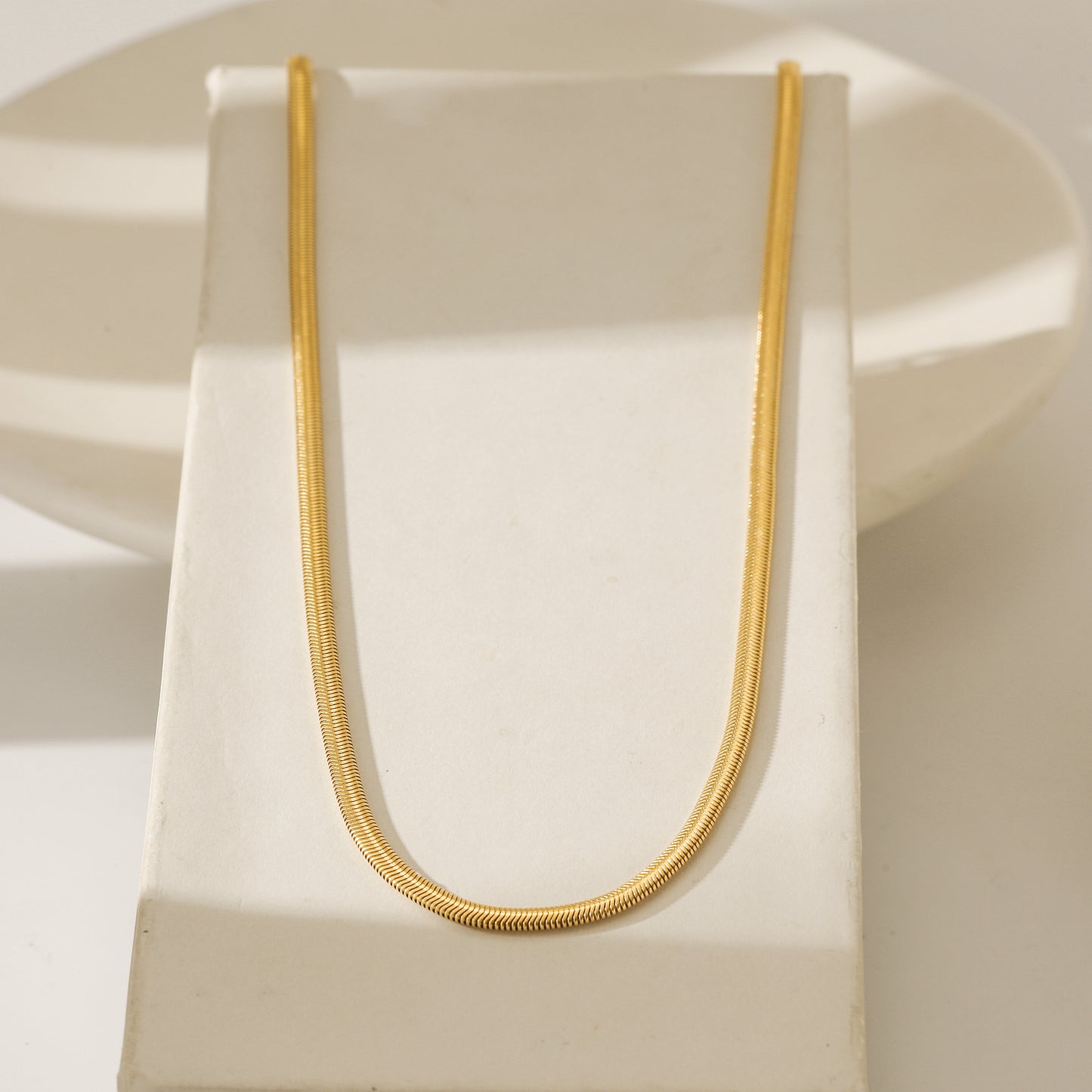 Herringbone Gold Necklace - NSSN874STGC-3.1-16.5