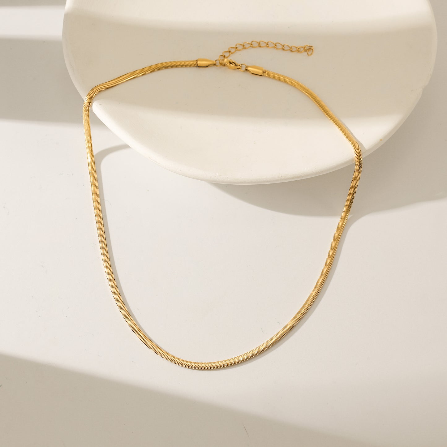 Herringbone Gold Necklace - NSSN874STGC-3.1-16.5