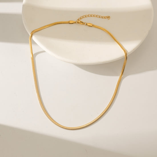 Herringbone Gold Necklace - NSSN874STGC-3.1-16.5