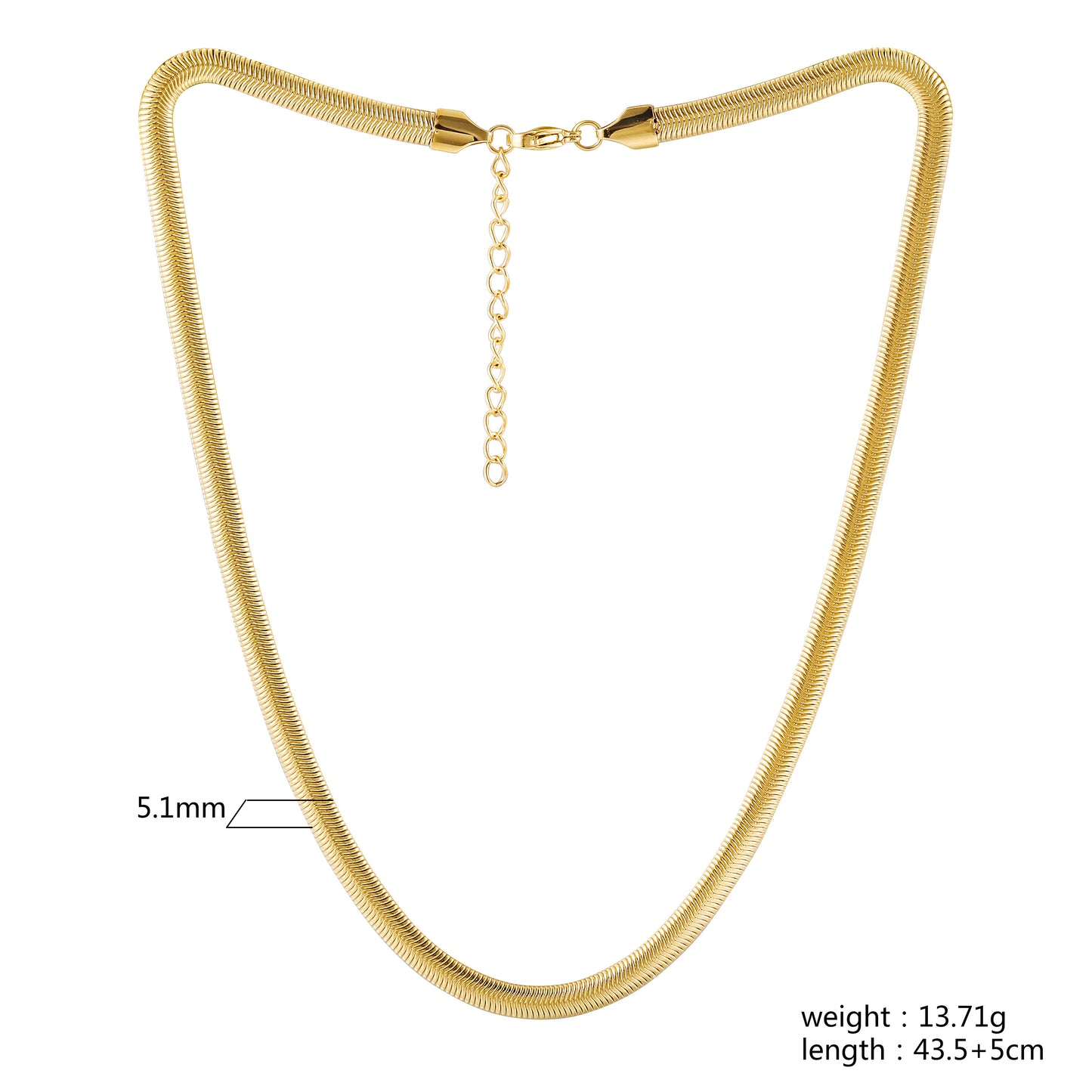 Herringbone Gold Necklace - NSSN874STGC-5.1-16.5