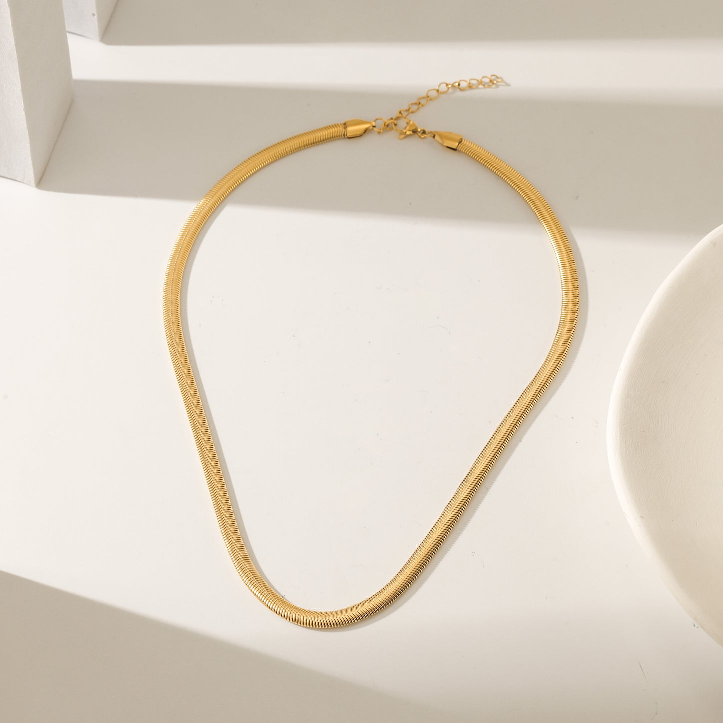 Herringbone Gold Necklace - NSSN874STGC-5.1-16.5