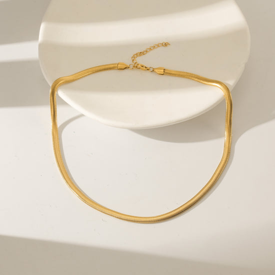 Herringbone Gold Necklace - NSSN874STGC-5.1-16.5