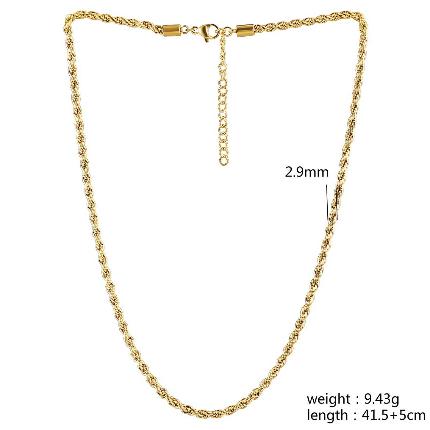 Twisted Gold Necklace - NSSN875STGC-2.9-16