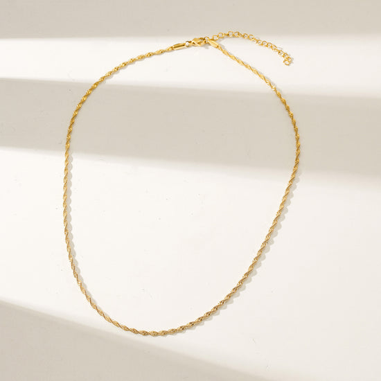 Gold Twisted Necklace -NSSN888STGC-16.5