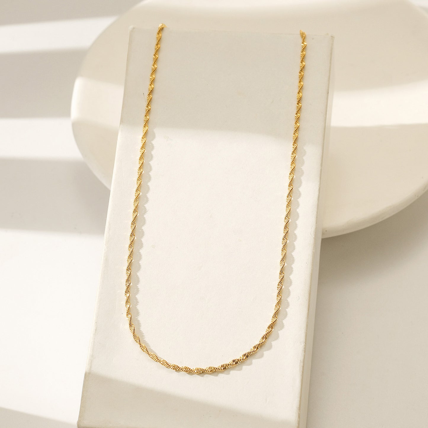 Gold Twisted Necklace -NSSN888STGC-16.5