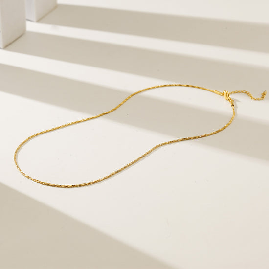 Gold Twisted Chain Necklace - NSSN892STGC-16.5