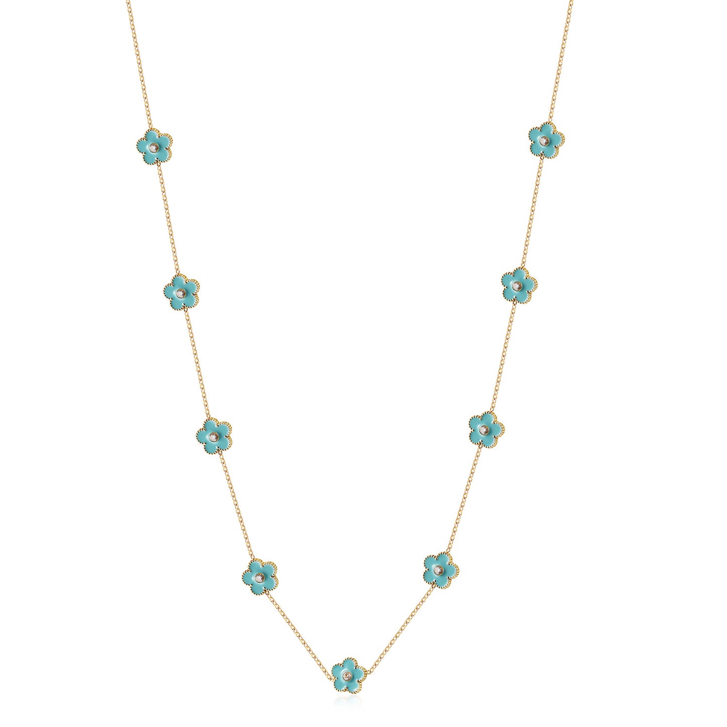 Green Flower Long Necklace - NSSN898STGCBU