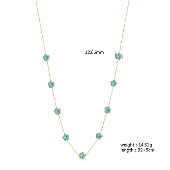 Green Flower Long Necklace - NSSN898STGCBU