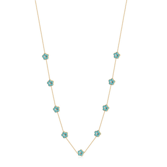 Green Flower Long Necklace - NSSN898STGCBU