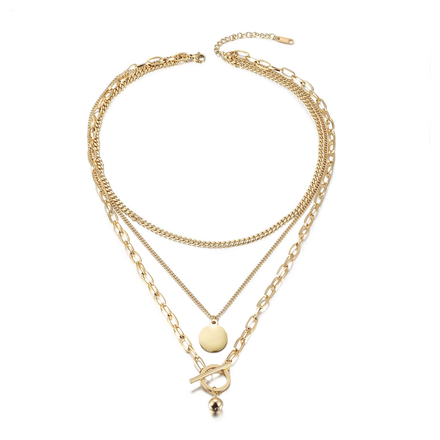 Three Layer Gold Necklace- NSSN905STGC