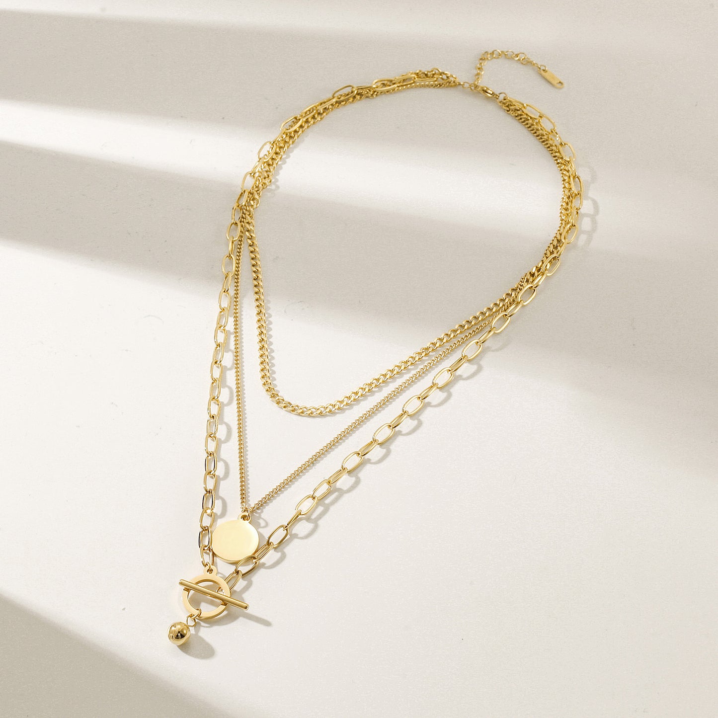 Three Layer Gold Necklace- NSSN905STGC