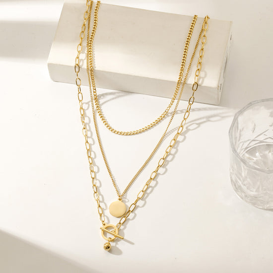 Three Layer Gold Necklace- NSSN905STGC