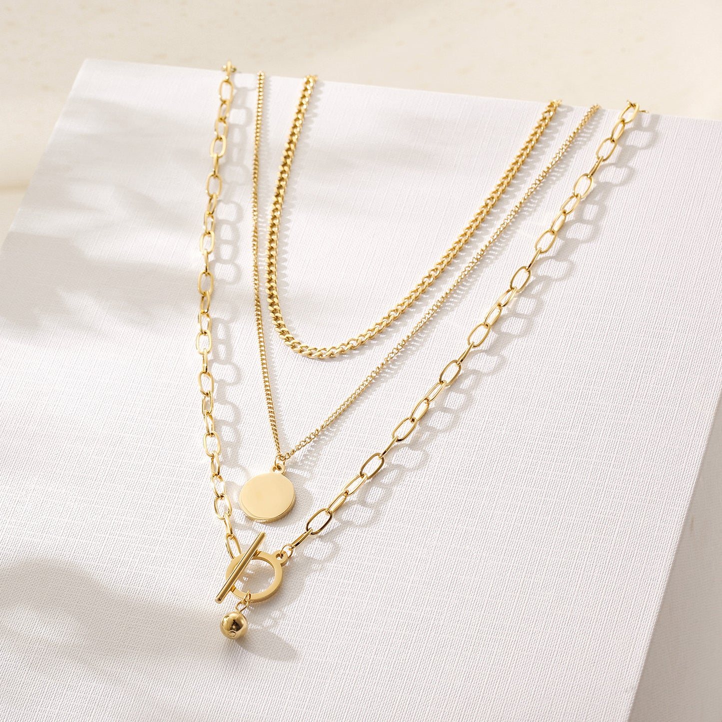 Three Layer Gold Necklace- NSSN905STGC