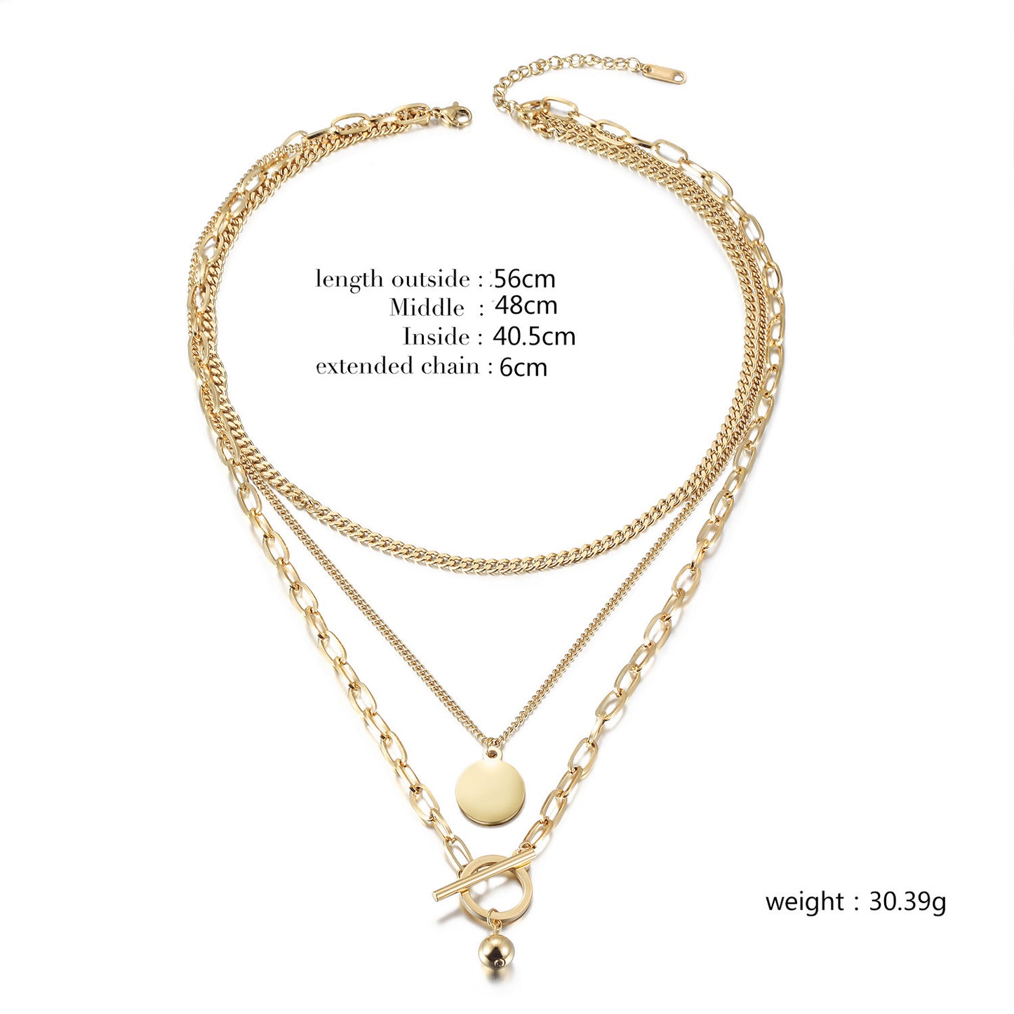 Three Layer Gold Necklace- NSSN905STGC