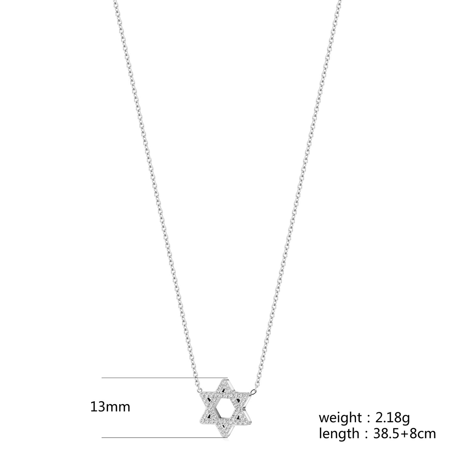 Star of David Pave CZ Pendant Necklace - NSSN916STWG