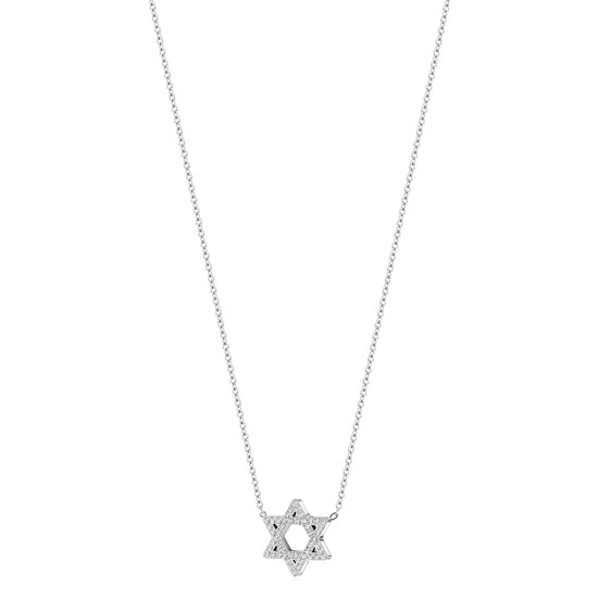 Star of David Pave CZ Pendant Necklace - NSSN916STWG