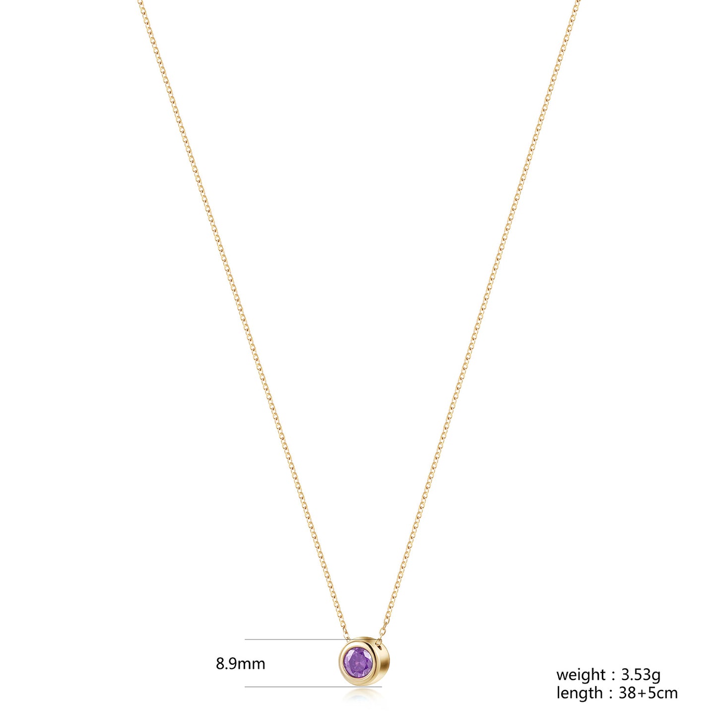 Amethyst Gold Chain Pendant Necklace - NSSN939STGCVIZD-2