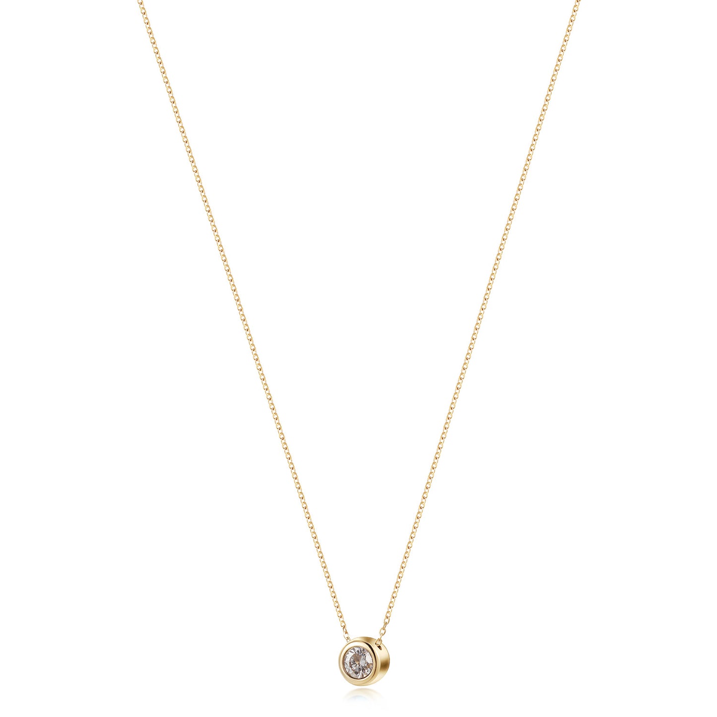 CZ Gold Chain Pendant Necklace - NSSN939STGCWTZD