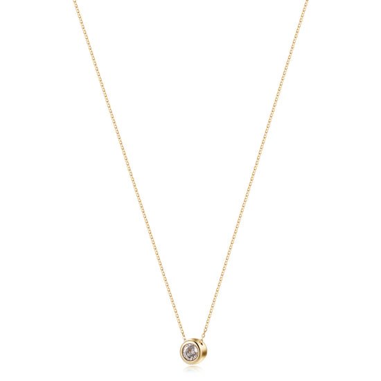 CZ Gold Chain Pendant Necklace - NSSN939STGCWTZD