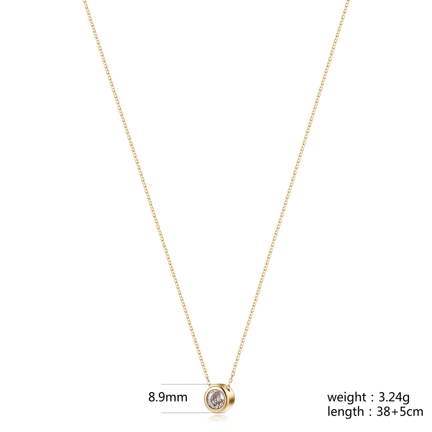 CZ Gold Chain Pendant Necklace - NSSN939STGCWTZD