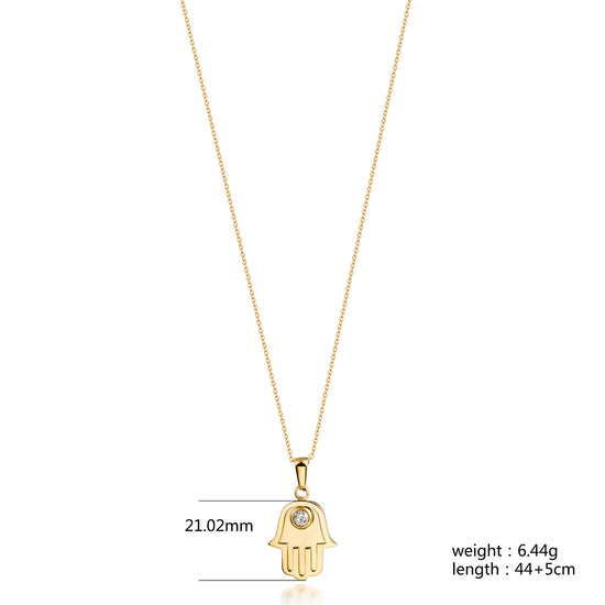 HAMSA HAND CZ Necklace-NSSN954STGC