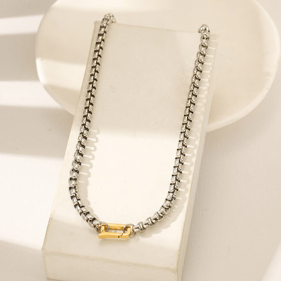 Interlock Gold Necklace-NSSN956STGC-18.3