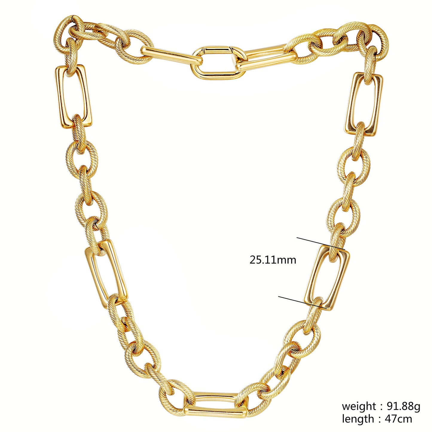 Interlock Gold Necklace-NSSN958STGC-18