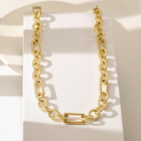 Interlock Gold Necklace-NSSN958STGC-18