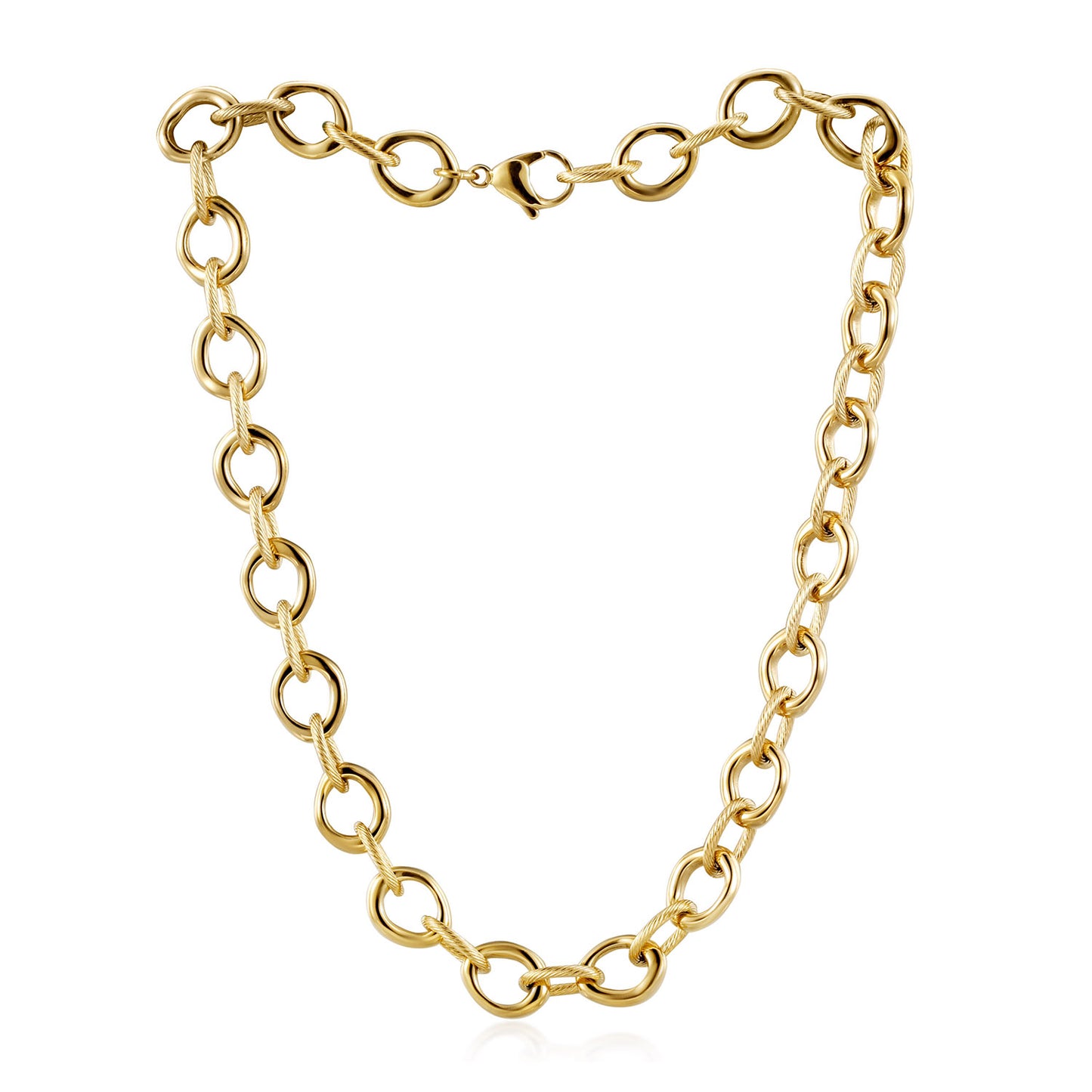 Interlock Gold Necklace-NSSN970STGC-18