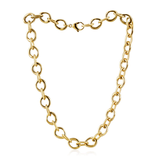 Interlock Gold Necklace-NSSN970STGC-18