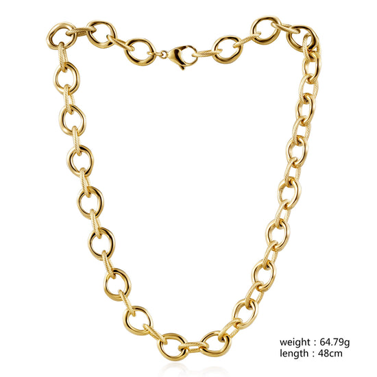 Interlock Gold Necklace-NSSN970STGC-18