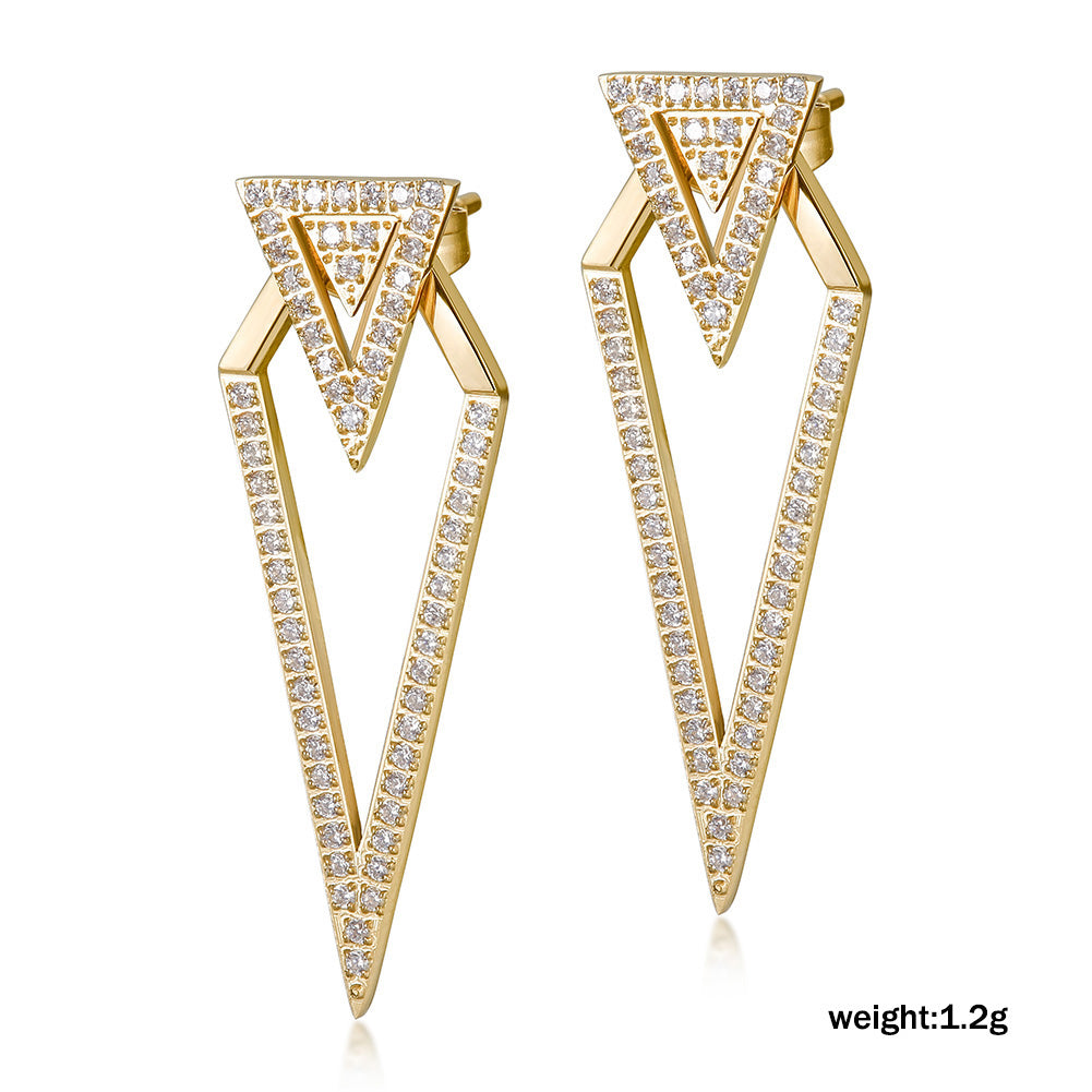 Triangular zircon earrings-SCE112STGC