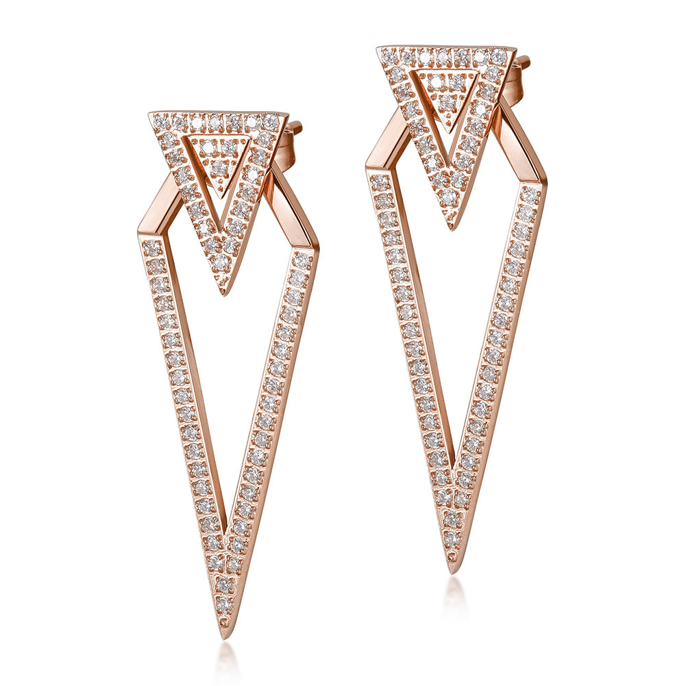 Triangular zircon earrings-SCE112STGC