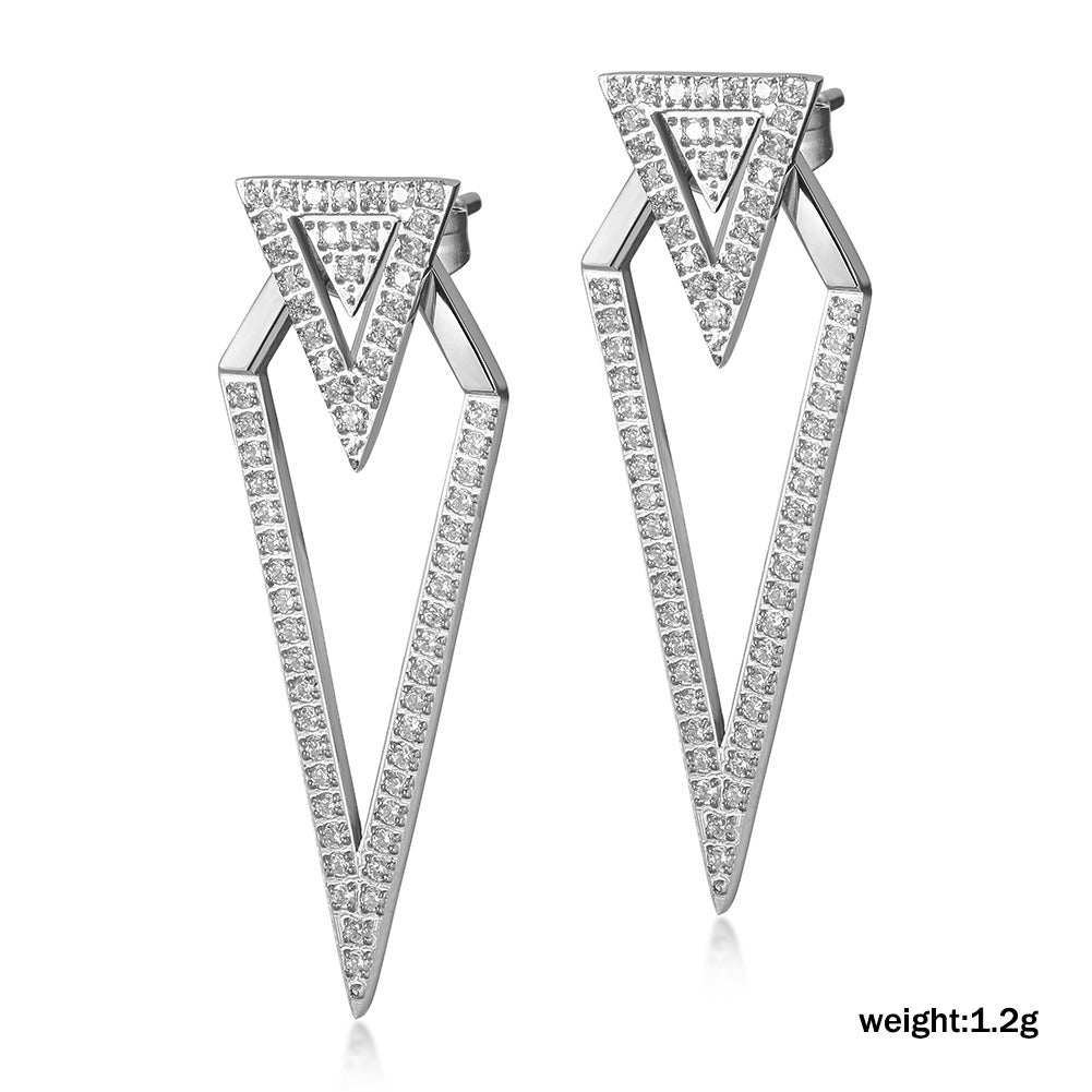 Triangular zircon earrings-SCE112STGC