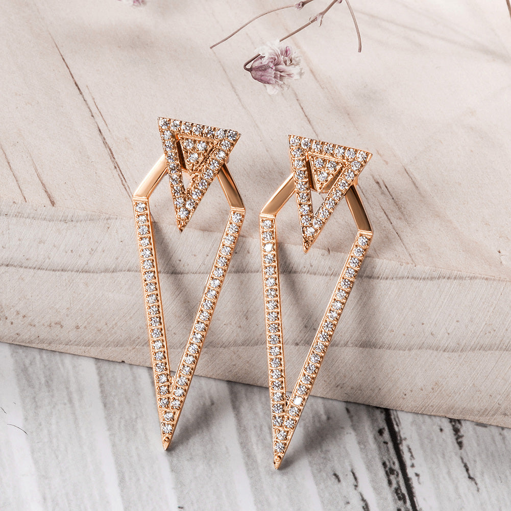 Triangular zircon earrings-SCE112STGC