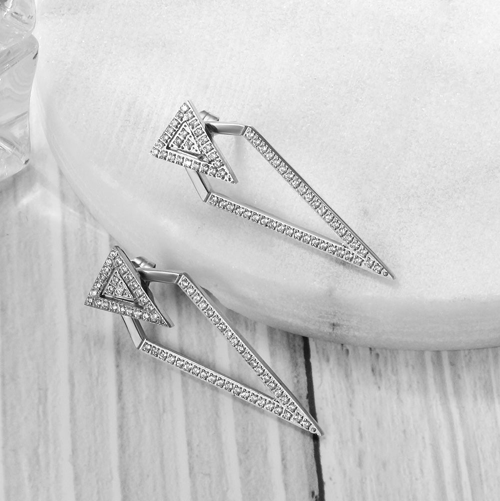 Triangular zircon earrings-SCE112STGC