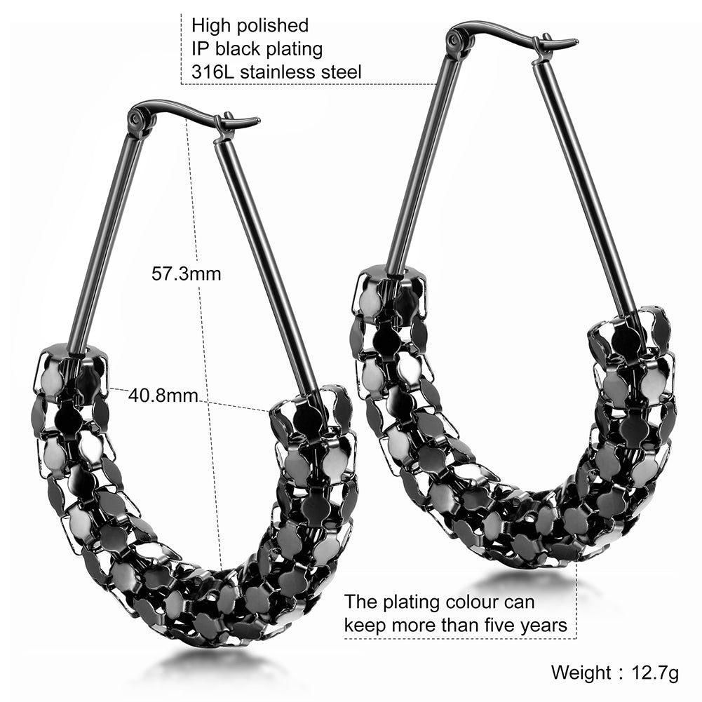 C-shaped smooth hollow earrings-SCE251ST