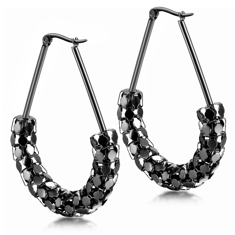 C-shaped smooth hollow earrings-SCE251ST