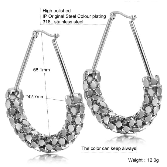 C-shaped smooth hollow earrings-SCE251ST