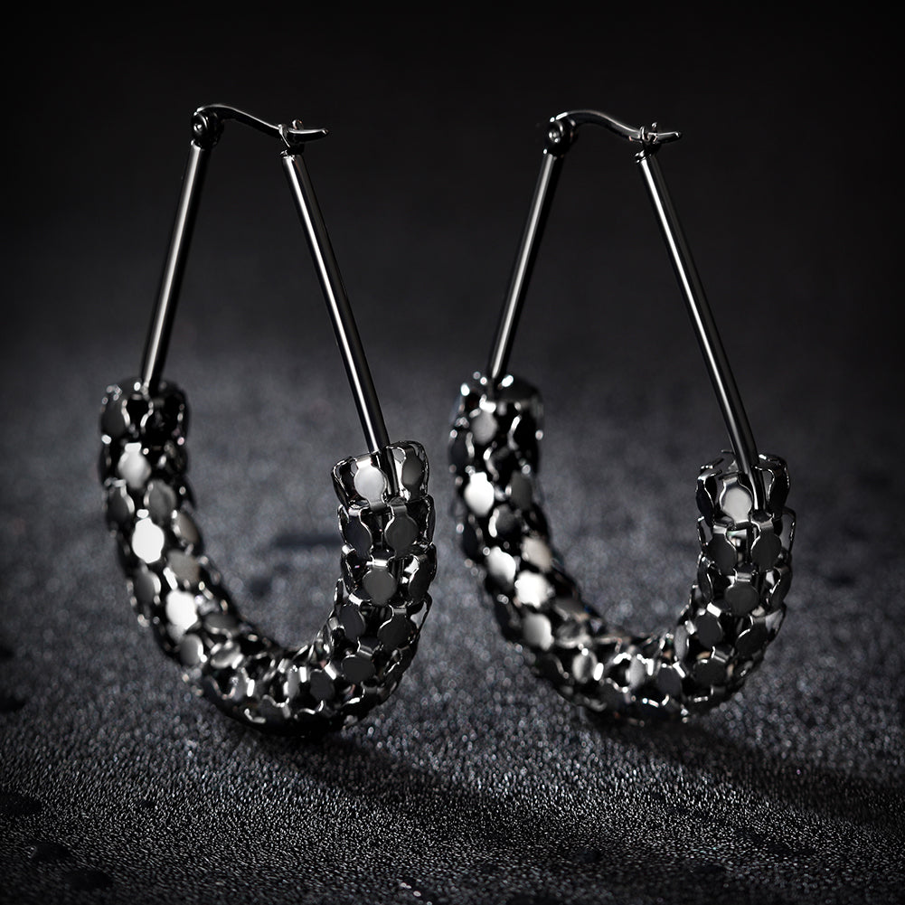 C-shaped smooth hollow earrings-SCE251ST