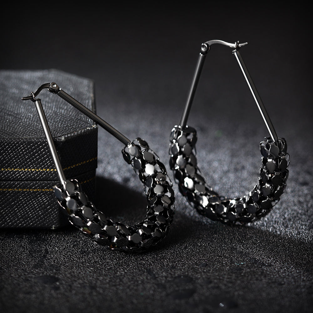 C-shaped smooth hollow earrings-SCE251ST