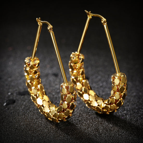 C-shaped smooth hollow earrings-SCE251ST