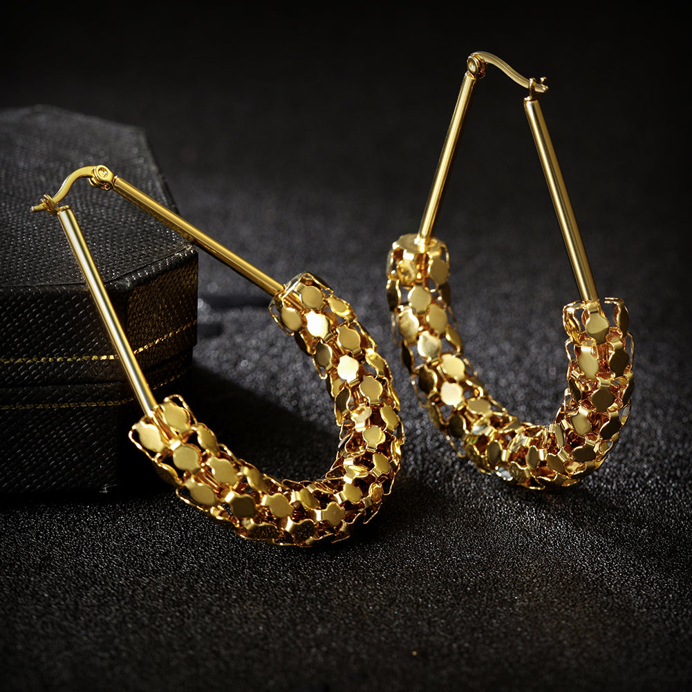 C-shaped smooth hollow earrings-SCE251ST